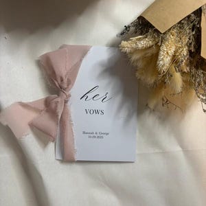 Haar geloften met strik | Luxe kaarten | Elegante ontwerpen | Trouwkaarten | A6-afdruk | Gepersonaliseerde kaarten | Bruiloftsherinneringen | 300 gsm kaarten