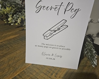 Operation Secret Peg Wedding Game Sign | A5 Cardstock