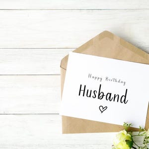 Cartão de Feliz Aniversário para Marido | Marido | Cartões Minimalistas | Cartão A6 | Impressões Simples | Cartões Preto e Branco | Cartões Elegantes | Cartões Românticos