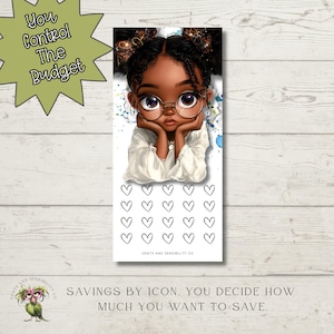 Savings Challenge By Image Cute Little Black Girl Cash Tracker Envelope Budgeting Savings Challenge Mini Challenge for Cash Budgeters