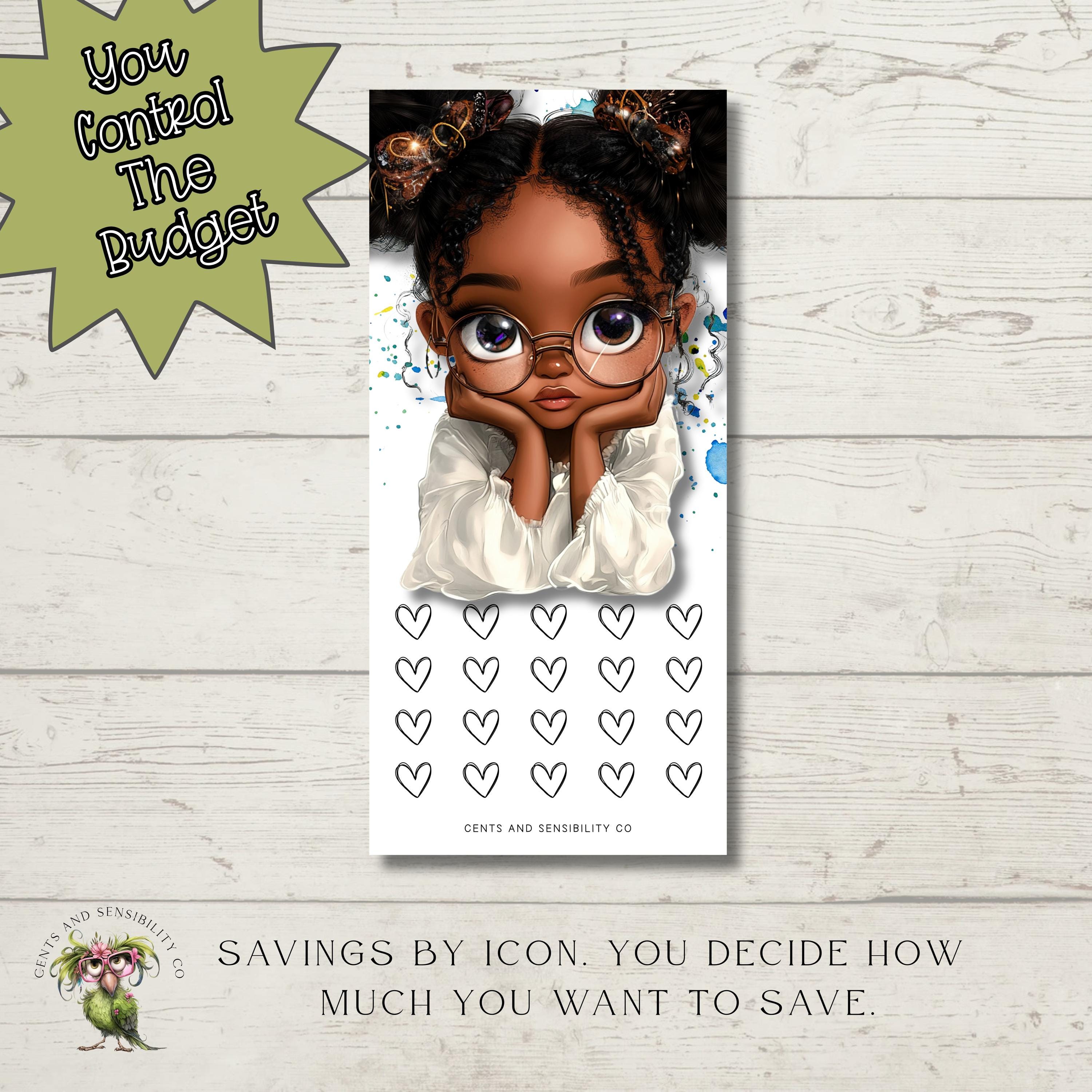 Savings Challenge By Image Cute Little Black Girl Cash Tracker Envelope Budgeting Savings Challenge Mini Challenge for Cash Budgeters