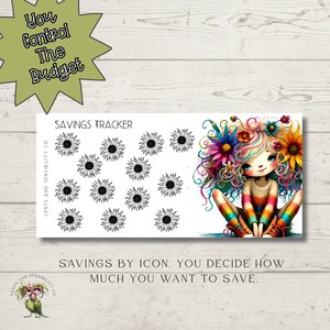 Sunflower Savings Challenge Tracker Cash Envelope Budgeting Cute Girl Savings Challenge Mini Challenge for Cash Budgeters