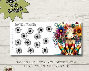 Sunflower Savings Challenge Tracker Cash Envelope Budgeting Cute Girl Savings Challenge Mini Challenge for Cash Budgeters