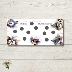 Kitten Savings Challenge Tracker Cash Budgeting Humorous Cats Savings Challenge for Cash Budgeters