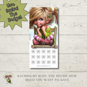 Cute Little Girl Cash Tracker Savings Challenge By Image Envelope Budgeting Savings Challenge Mini Challenge for Cash Budgeters