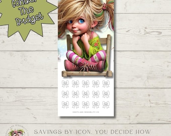 Cute Little Girl Cash Tracker Savings Challenge By Image Envelope Budgeting Savings Challenge Mini Challenge for Cash Budgeters