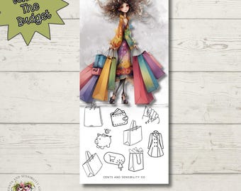 Shopping Girl Savings Challenge Tracker: Laminated Cash Budgeting Tool