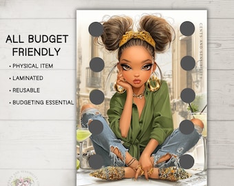 Reusable Laminated Mystery Savings Challenge | Cash Budget Tracker | Cute Girl Savings Challenge