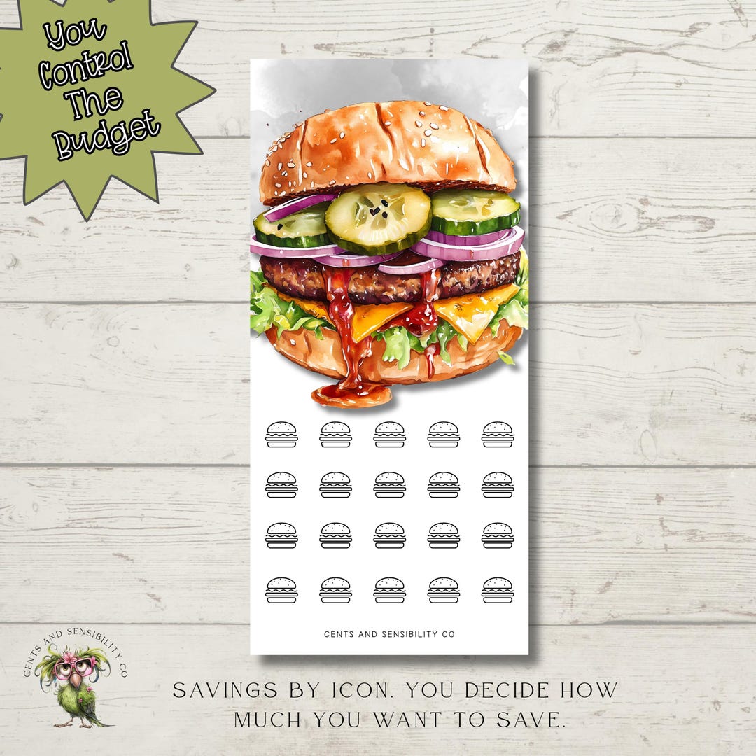 Hamburger Savings Challenge Tracker: Laminated Cash Budget Tool - Etsy