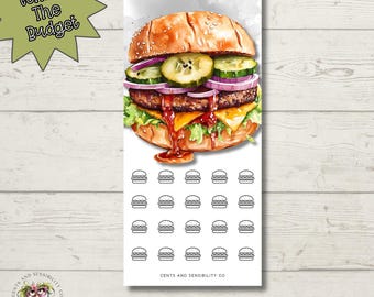 Hamburger Cash Tracker Fast Food Savings Challenge By Image Envelope Budgeting Savings Challenge Mini Challenge for Cash Budgeters