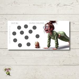 Workout Savings Challenge Cash Budgeting Humorous Exercise Savings Challenge Tracker Mini Scratch Off Saving Challenge