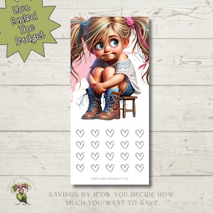 Tracker Savings Challenge By Image Cute Little Girl Envelope Budgeting Savings Challenge Mini Challenge for Cash Budgeters