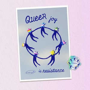 Queer Joy Is Resistance - Signerat A3-tryck - Begränsad upplaga Queer & Trans Art