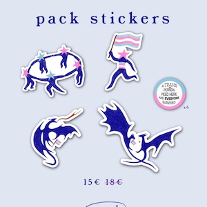 Pack Stickers Pride Trans – 5 Stickers Inclus – Art queer by aurevoirgabriel