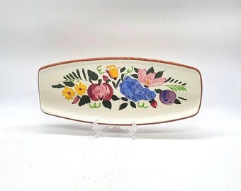 Plato para encurtidos Stangl vintage de mediados de siglo de 1958, 26,7 cm (10,5 pulgadas), "Frutas y Flores" - Bandeja rectangular para encurtidos