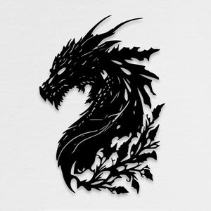Unique Dragon Dxf Svg Pdf Files for Laser Cutting | Glowforge Files | Cnc Cutting Router | Engraving Decal | Digital Vector Instant Download