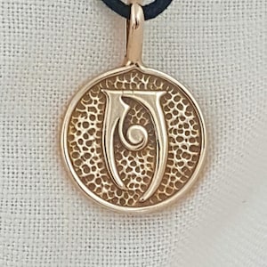 Hand Crafted Ancient Bronze School of Conjuration Magic Pendant Inspired by Skyrim and Elder Scrolls