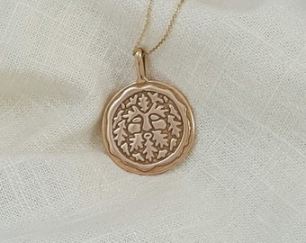 Hand Crafted Ancient Bronze Greenman Necklace Pendant