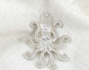 Hand Crafted Solid Sterling Silver Octopus Necklace Pendant