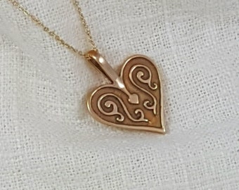 Hand Crafted Ancient Bronze Heart Necklace Pendant