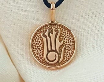 Hand Crafted Ancient Bronze School of Destruction Magic Pendant Inspired by Skyrim and Elder Scrolls