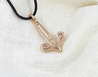 Hand Crafted Solid Ancient Bronze Thor's Hammer Necklace Pendant