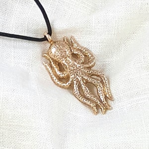 Hand Crafted Solid Ancient Bronze Octopus Necklace Pendant