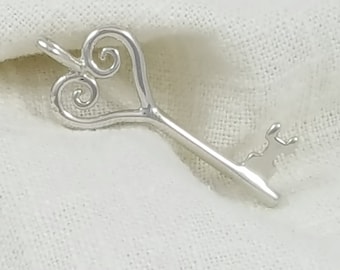 Hand Crafted Solid Sterling Silver Key to the Heart Necklace Pendant