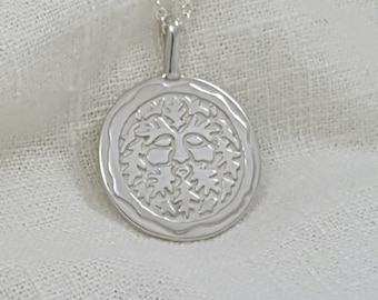 Handgemaakte massief zilveren Greenman ketting hanger