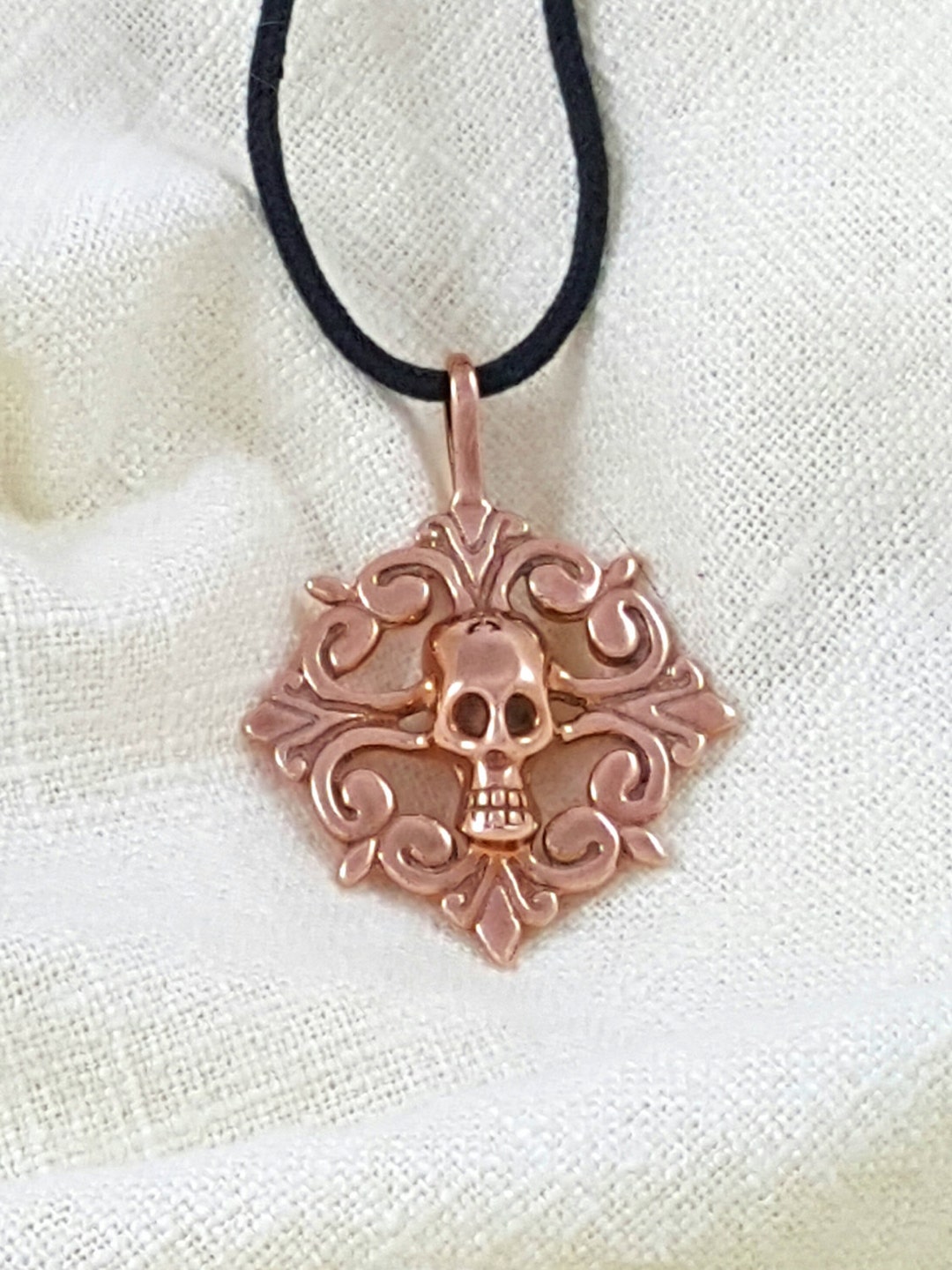 Hand Crafted Solid Copper Pirate Skull Necklace Pendant - Etsy