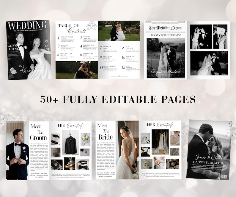 Wedding Magazine Template | Editable Wedding Program | Wedding Booklet | Custom Wedding Magazine | Wedding Journal | Personalize Magazine image 2