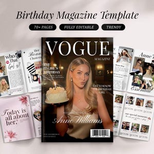 Birthday Magazine Template For Best Friend | Canva Magazine Birthday Keepsake | Personalized Gift For Her