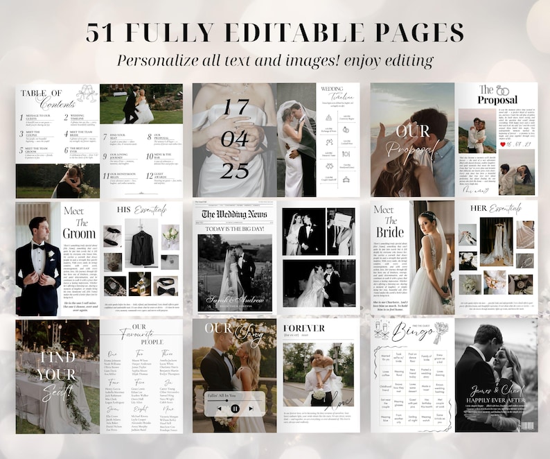 Wedding Magazine Template | Editable Wedding Program | Wedding Booklet | Custom Wedding Magazine | Wedding Journal | Personalize Magazine image 3
