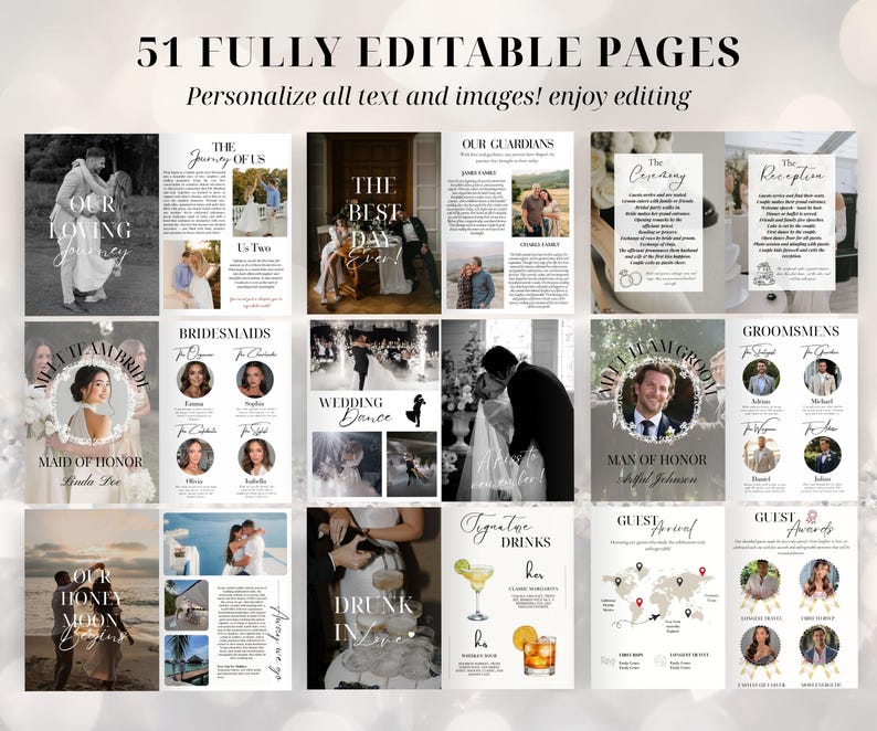Wedding Magazine Template | Editable Wedding Program | Wedding Booklet | Custom Wedding Magazine | Wedding Journal | Personalize Magazine image 4
