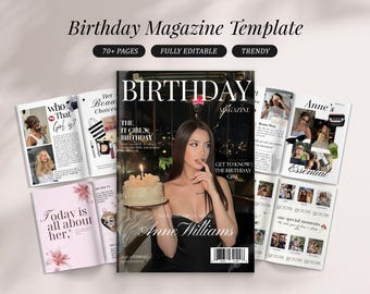 親友への誕生日雑誌テンプレート | 編集可能なCanva誕生日プレゼント | Canva雑誌テンプレート | パーソナライズされた誕生日の記念品