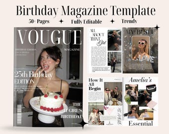 Personalized Birthday Magazine Template For Best Friend | Canva Birthday Magazine | Custom Birthday Magazine | Editable Canva Gift Keepsake
