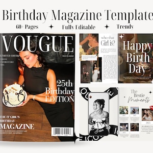 Personalized Birthday Magazine Template | Editable Canva Template | Custom Birthday Gift For Best Friend | Girl Birthday Keepsake