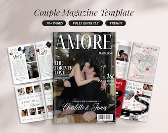 Couple Magazine Template | Personalized Anniversary Gift | Custom Canva Magazine | Wedding, Engagement, Valentine’s Day Gift for Him and Her