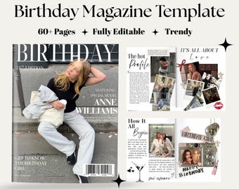 Modello di rivista di compleanno per la migliore amica / Regalo personalizzato per lei / Rivista di compleanno personalizzata / Regalo ricordo modificabile su Canva