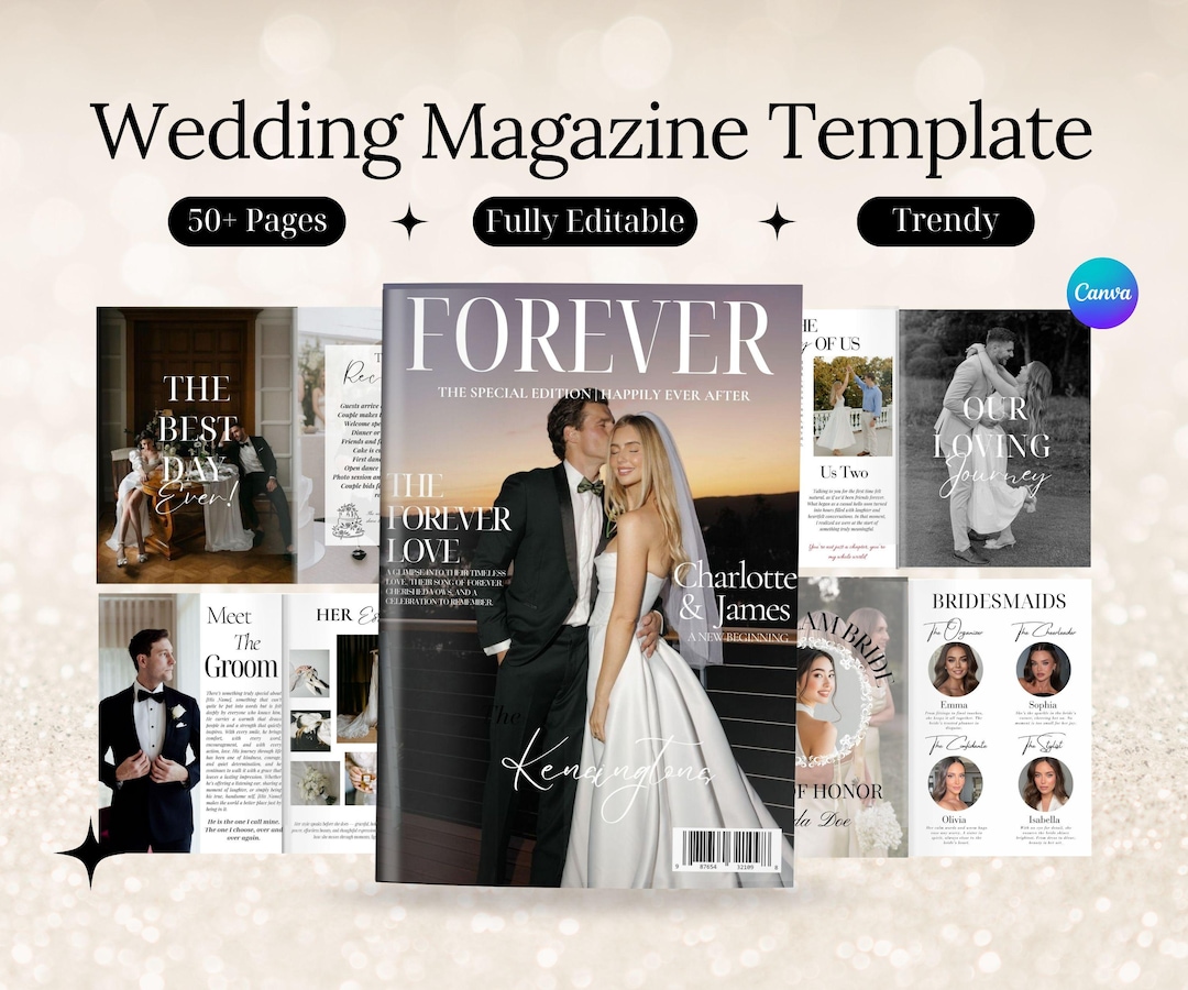 Wedding Magazine Template | Wedding Program Template | Editable Wedding ...