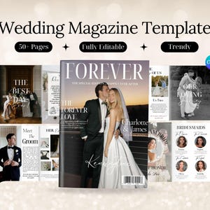 Wedding Magazine Template | Wedding Program Template | Editable Wedding Booklet | Personalized Wedding Journal | Custom Canva Template