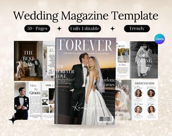 Wedding Magazine Template | Wedding Program Template | Editable Wedding Booklet | Personalized Wedding Journal | Custom Canva Template