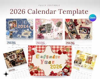 2026 Canva Calendar Template – DIY Design (Digital Download | Customizable)