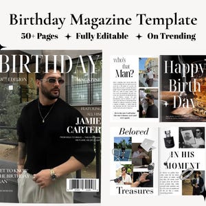 Birthday Magazine Template for Him | Personalized Gift for Men | Birthday Magazine for Boyfriend | Editable Canva Gift Keepsake