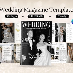 Modelo de Revista de Casamento | Programa de Casamento Editável | Livreto de Casamento | Revista de Casamento Personalizada | Diário de Casamento | Revista Personalizada