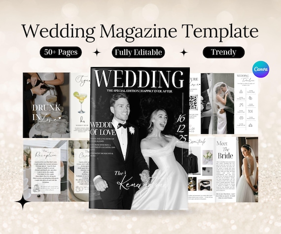 Wedding Magazine Template | Editable Wedding Program | Wedding Booklet | Custom Wedding Magazine | Wedding Journal | Personalize Magazine