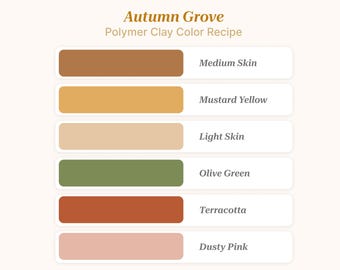 Polymer Clay Color Mixing Tutorial | Polymer Clay Color Recipes | Custom Sculpey Color Mixing Guide | Digital Download Autumn Color Recipe