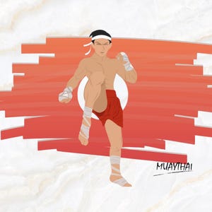 Muay Thai Fighter Clipart | Martial Arts Kickboxing Printable PNG
