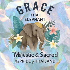 Gracieux éléphant thaïlandais PNG | Art animalier sacré d'Asie | Clipart éléphant majestueux | Culture thaïlandaise imprimable | Fond transparent