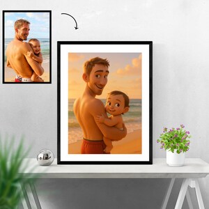 Custom Pixar 3D Style Portrait from Photo – Personalized Digital Cartoon Illustration for Couple, Family or Kids – Pixar-Inspired Gift